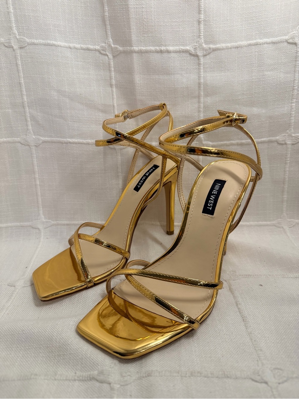 Nine West Tidle Bronze Metallic Strappy Heels 7.5 NEW